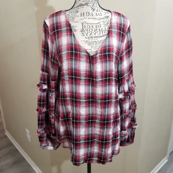 Jane and Delancey‎ plaid blouse sz medium - Picture 1 of 8